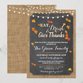Thanksgiving Party Fall Rustic Ljus Inbjudan