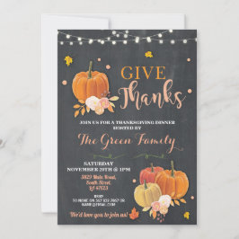 Thanksgiving Party Fall Rustic Ljus Middag Inbjudningar