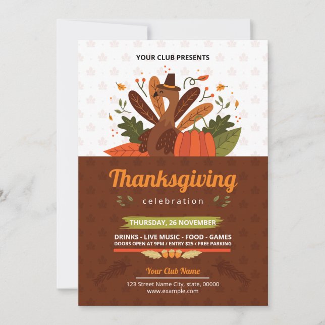 Thanksgiving Party Flyer-mall Inbjudningar (Framsida)