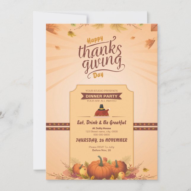 Thanksgiving Party Flyer-mall Inbjudningar (Framsida)