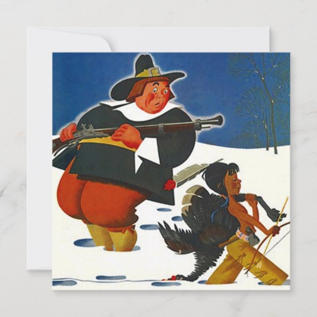 Thanksgiving Party middagsinbjudan Pilgrim och poj Inbjudningar (Framsida)