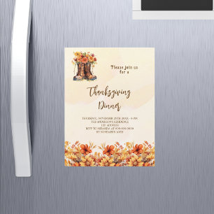 Thanksgiving party orange faller blommigt lyx lyx magnetisk inbjudningskort