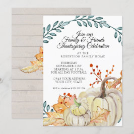 Thanksgiving Party Rustic Fall Löv n Wood Pumpkin Inbjudningar