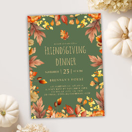 Thanksgiving Party Rustic Friendsgiving-middag Inbjudningar