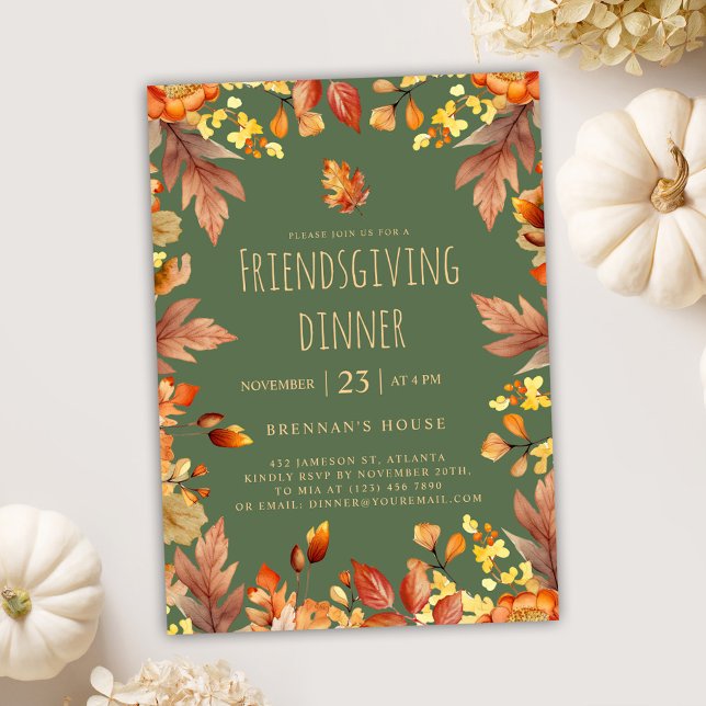 Thanksgiving Party Rustic Friendsgiving-middag Inbjudningar (Rustic Fall Friendsgiving Dinner Invitation)