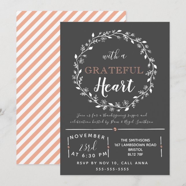 Thanksgiving party volontärlunch inbjudningar (Fram/baksida)