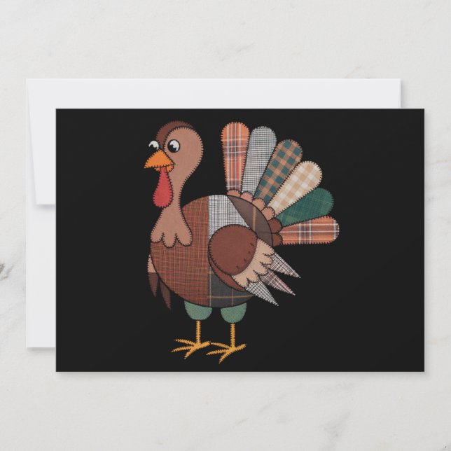 Thanksgiving Patchwork Quilted Turkey Fall Inbjudningar (Framsida)