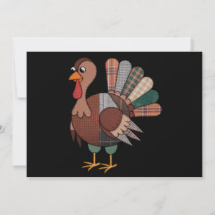 Thanksgiving Patchwork Quilted Turkey Fall Inbjudningar