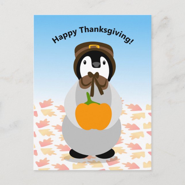 Thanksgiving Penguin Vykort (Framsida)