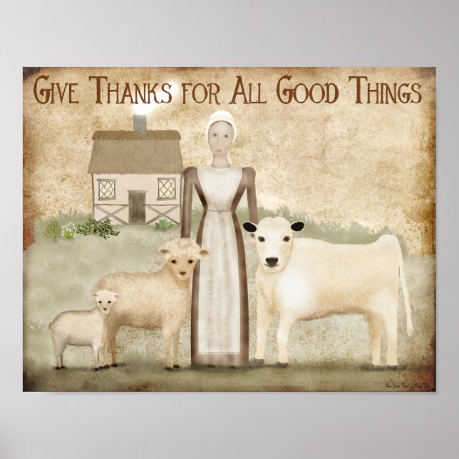 Thanksgiving PeopleArt Pilgrim värdinna-gåva Poster (Framsidan)