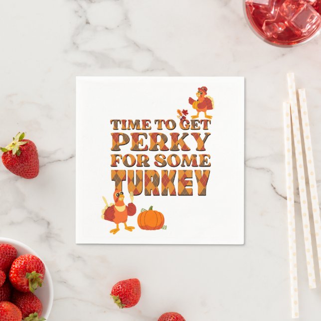 Thanksgiving PERKY FÖR TURKIET PSTÄLLD Pappersservett (Insitu)