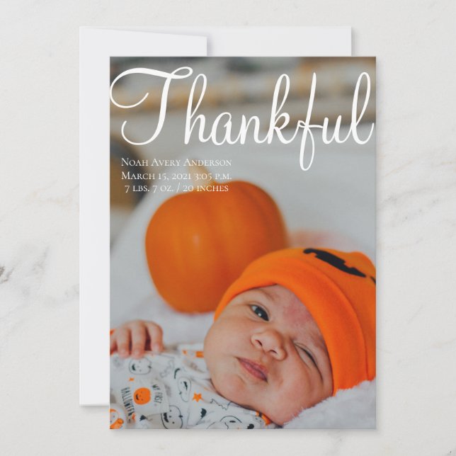 Thanksgiving Photo Collage Birth Notice Inbjudningar (Framsida)