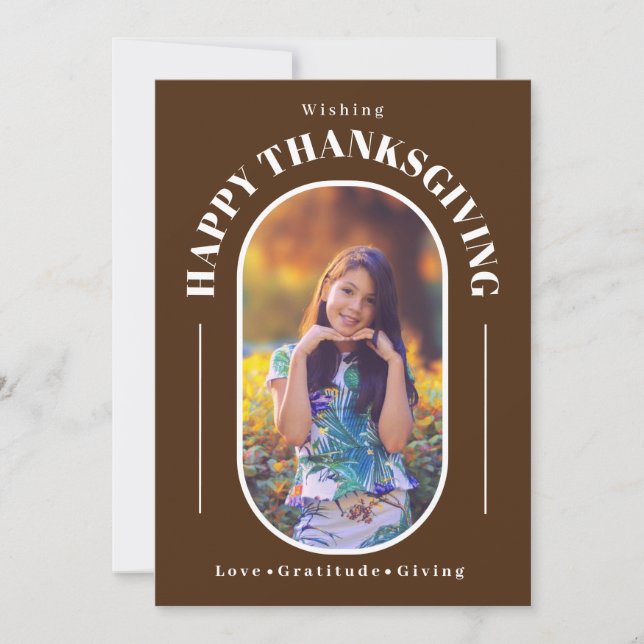 Thanksgiving Photo Modern Brown Julkort (Framsida)