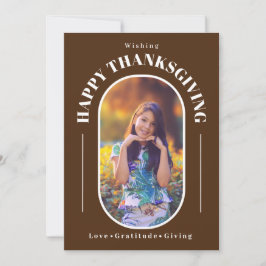 Thanksgiving Photo Modern Brown Julkort