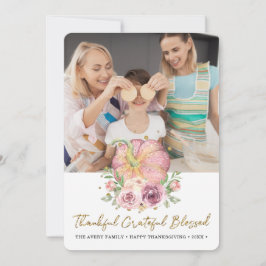Thanksgiving Photo Rosa Pumpkin Julkort