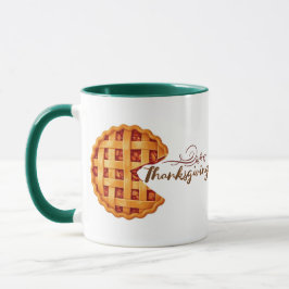 Thanksgiving Pie Slice Retro Arcade Green Handle Mugg
