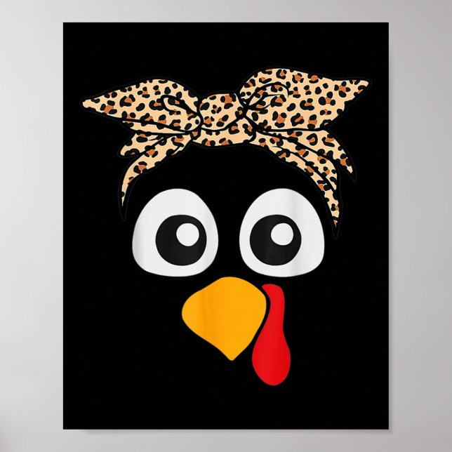 Thanksgiving Pil för Turkiets Ansikte Leopard Head Poster (Framsidan)