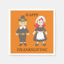 Thanksgiving Pilgrim Boy and Girl Pappersservett