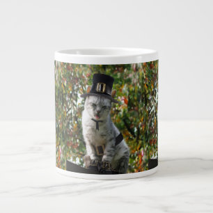 Thanksgiving Pilgrim Cat Jumbo Mugg