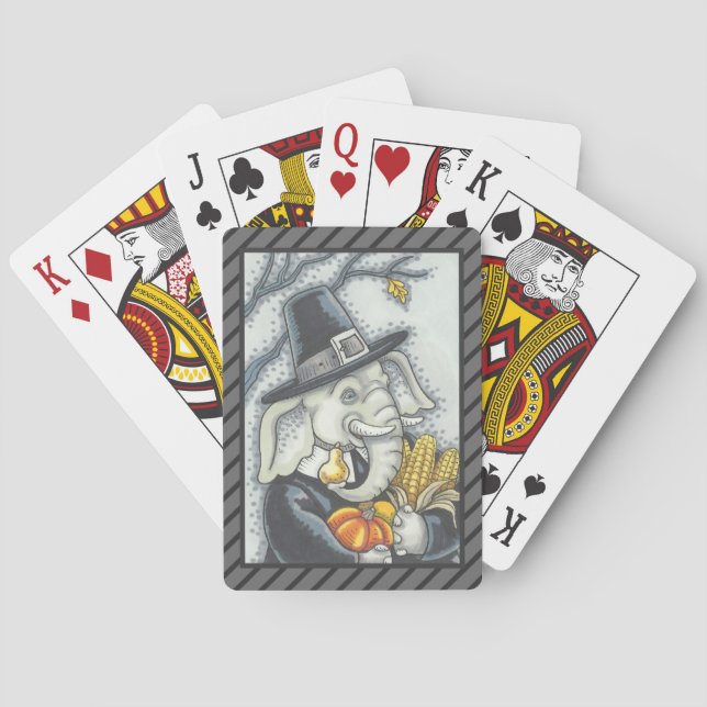 THANKSGIVING PILGRIM ELEPHANT PLAYDS CARDS CASINOKORT (Baksidan)