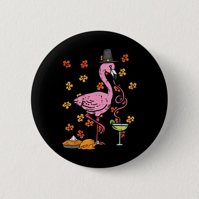 Thanksgiving Pilgrim Flamingo Fall Autumn Manar Wo Knapp (Framsida)