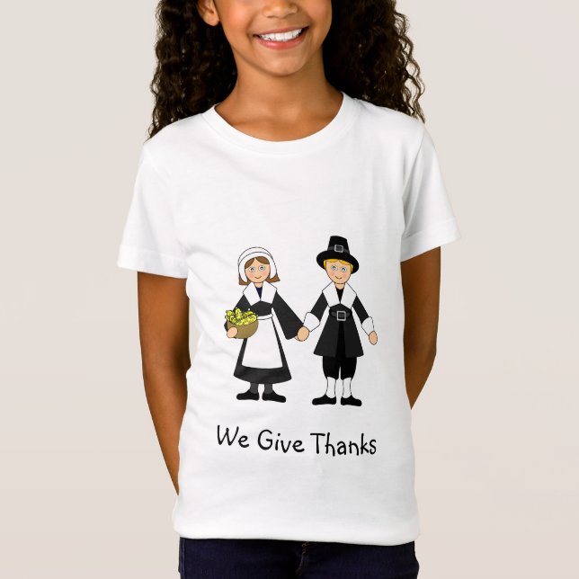 Thanksgiving Pilgrim Girl and Boy T-shirt (Framsida)