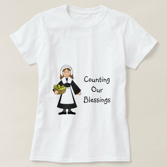 Thanksgiving Pilgrim Girl Tee Shirt (Design framsida)
