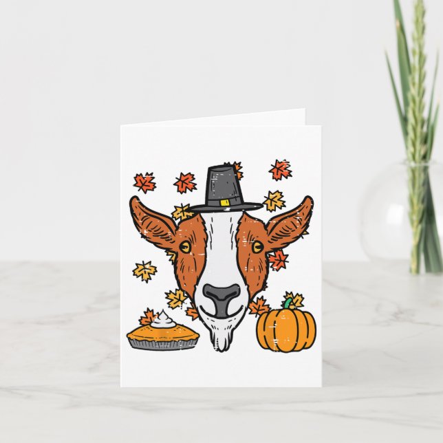 Thanksgiving Pilgrim Goat Funny Fall Autumn Manar  Kort (Framsida)