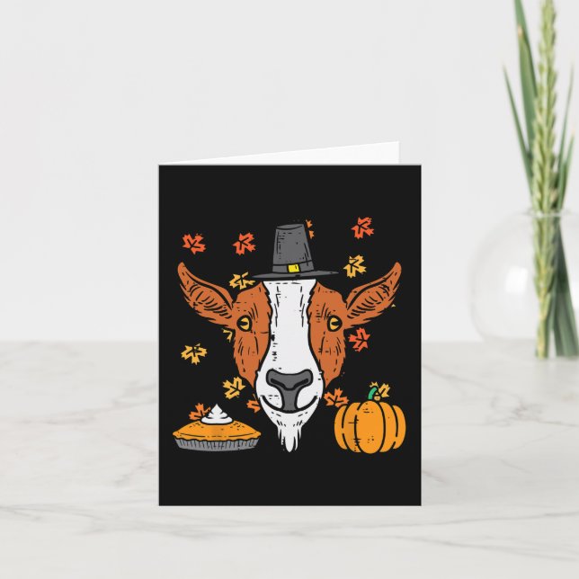 Thanksgiving Pilgrim Goat Funny Fall Autumn Manar  Kort (Framsida)