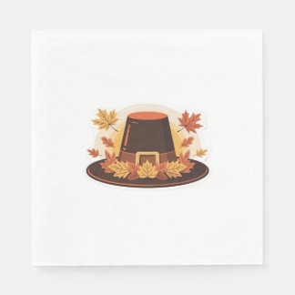 Thanksgiving Pilgrim Hat - Höstskördedesign C Pappersservett