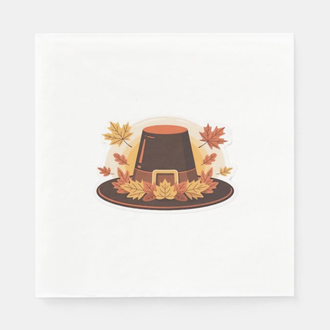 Thanksgiving Pilgrim Hat - Höstskördedesign C Pappersservett (Framsidan)