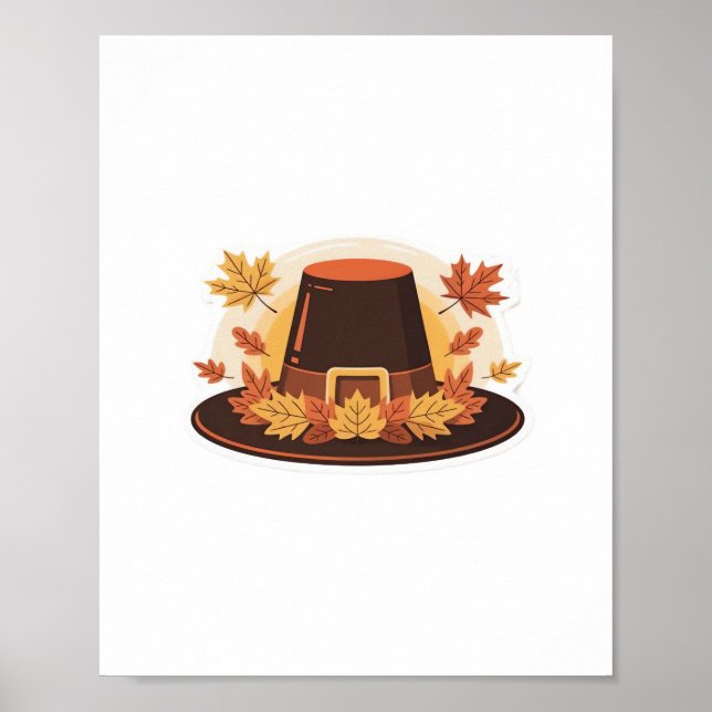 Thanksgiving Pilgrim Hat - Höstskördedesign C Poster (Framsidan)