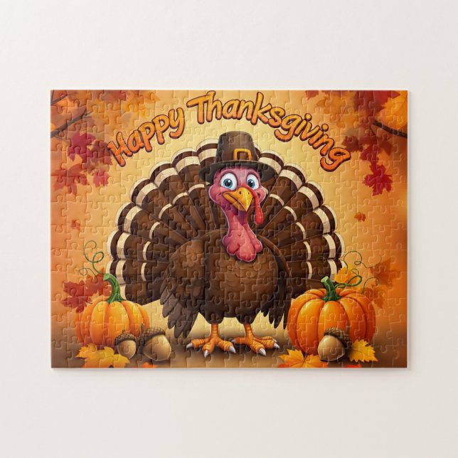 Thanksgiving Pilgrim Turkey Puzzle Pussel (Horisontell)