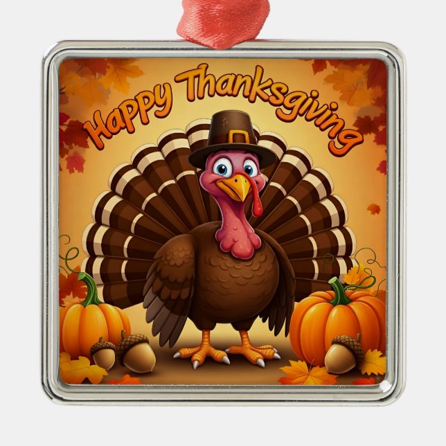 Thanksgiving Pilgrim Turkiet Ornament (Framsidan)