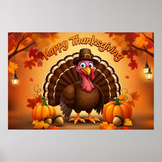 Thanksgiving Pilgrim Turkiet Poster (Framsidan)