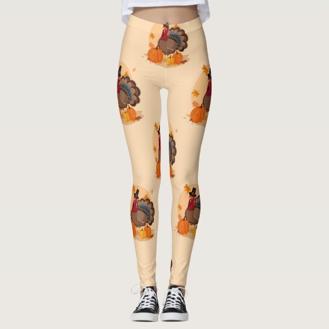 thanksgiving pilgrimkalkon leggings (Framsida)