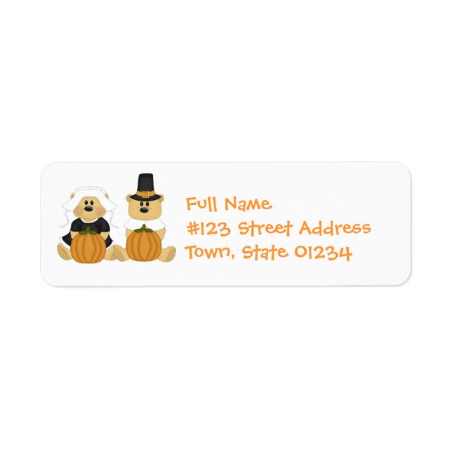 Thanksgiving Pilgrims e-postetiketter Returadress Etikett (Framsidan)