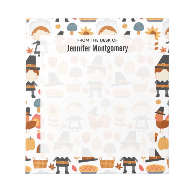 Thanksgiving Pilgrims Harvest Mönster Anteckningsblock (Framsida)