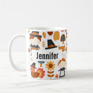 Thanksgiving Pilgrims Harvest Mönster Kaffemugg