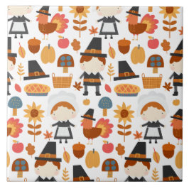 Thanksgiving Pilgrims Harvest Mönster Kakelplatta