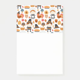 Thanksgiving Pilgrims Harvest Mönster Post-it Block