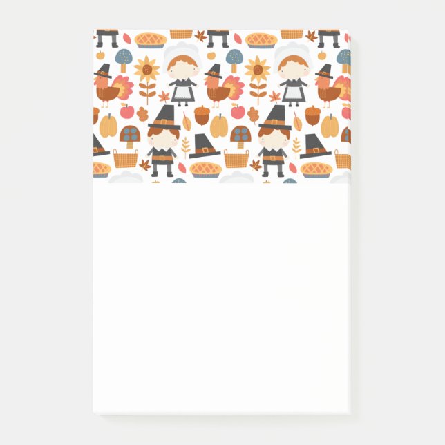 Thanksgiving Pilgrims Harvest Mönster Post-it Block (Framsida)