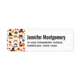 Thanksgiving Pilgrims Harvest Mönster Returadress Etikett