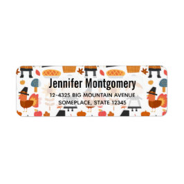 Thanksgiving Pilgrims Harvest Mönster Returadress Etikett