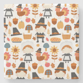 Thanksgiving Pilgrims Harvest Mönster Stenunderlägg