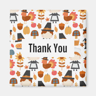 Thanksgiving Pilgrims Harvest Mönster Tack Magnet
