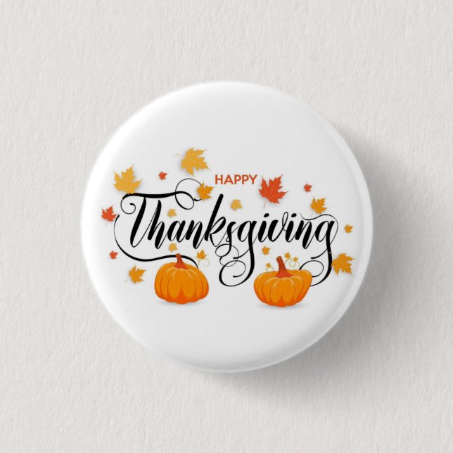 Thanksgiving Pin Button — Pumpkin Pin Button Knapp (Framsida)