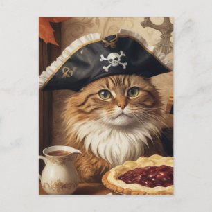 Thanksgiving Pirat Cat med Paj Vykort