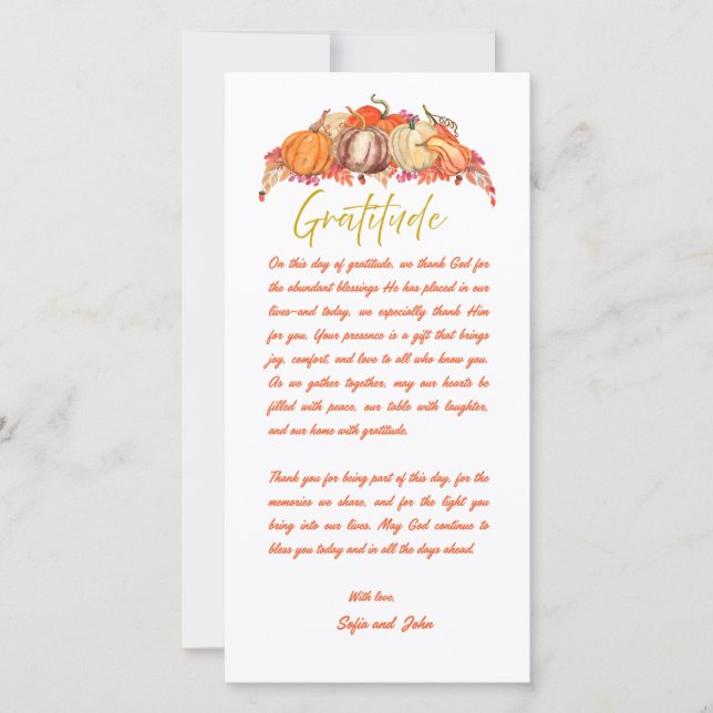 Thanksgiving Place Setting Gratitude Card (Framsida)
