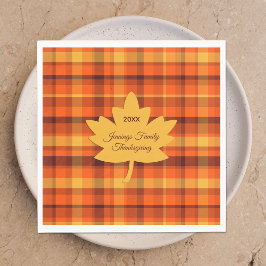 Thanksgiving Plaid Maple Pappersservett
